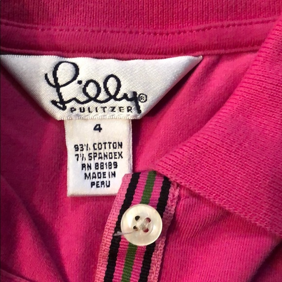 Girl 4 Lilly Pulitzer LONG Sleeve pink polo shirt - Picture 2 of 5